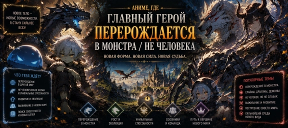 Главный герой перерождается в монстра / не человека Главный герой перерождается в монстра / не человека